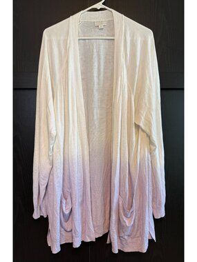 Barefoot Dreams Luxe Cashmere Blend Ombre Open Front Long Cardigan Sweater 3X